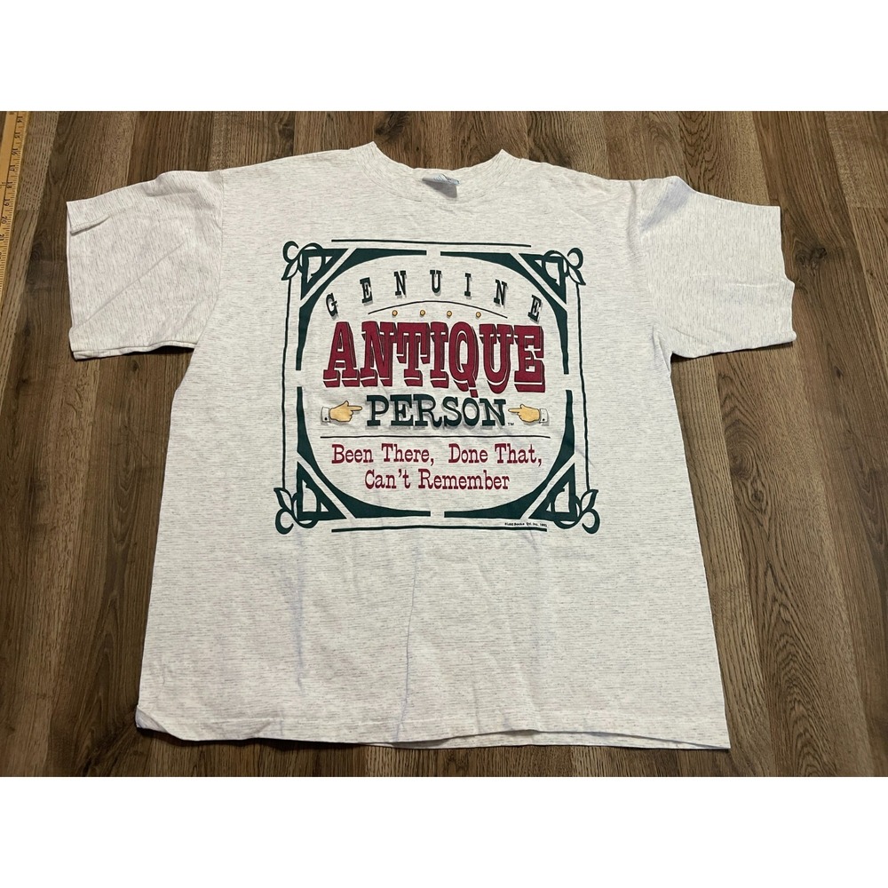Laid Back Shirt, Men's Size XL, Gray, Genuine Antique Person Graphic Print